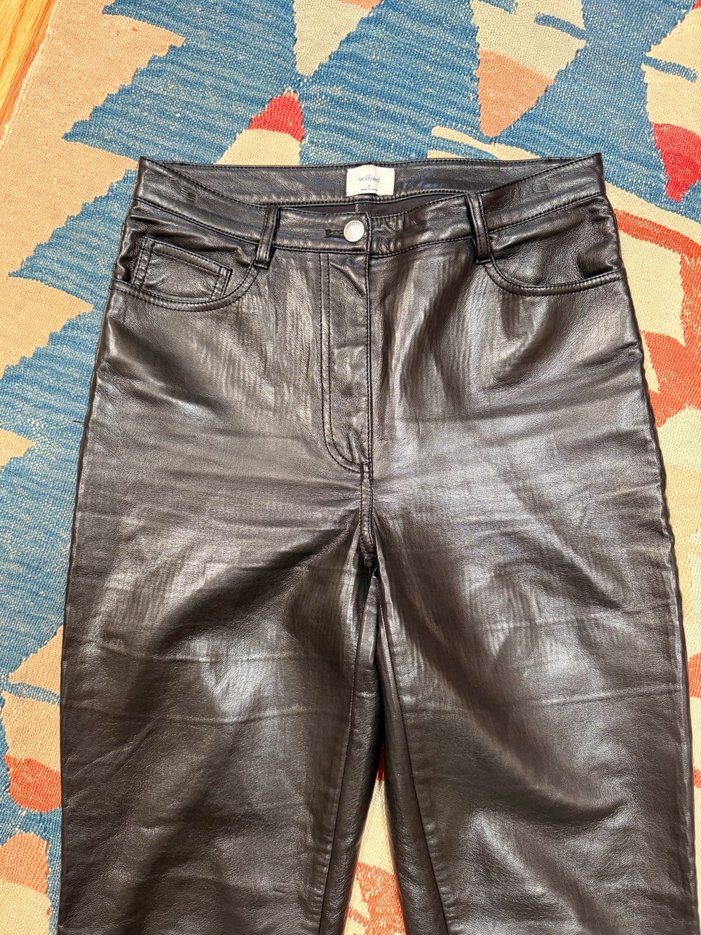 Artizia Wilfred The Melina Vegan Leather Pants in Black Sz 6 - Picture 11 of 11